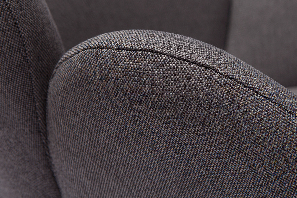 Chaise de bureau � roulettes design en tissu gris fonc� et m�tal noir RHAPSODY