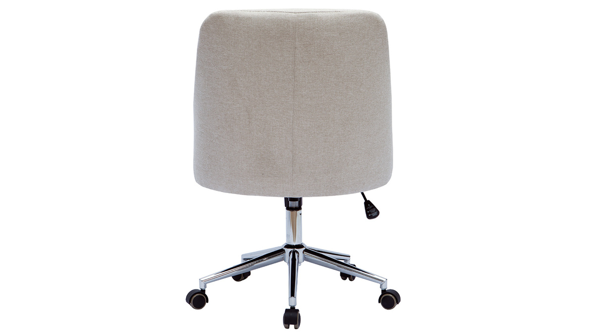 Chaise de bureau à roulettes design en tissu naturel et acier chromé SCARLETT