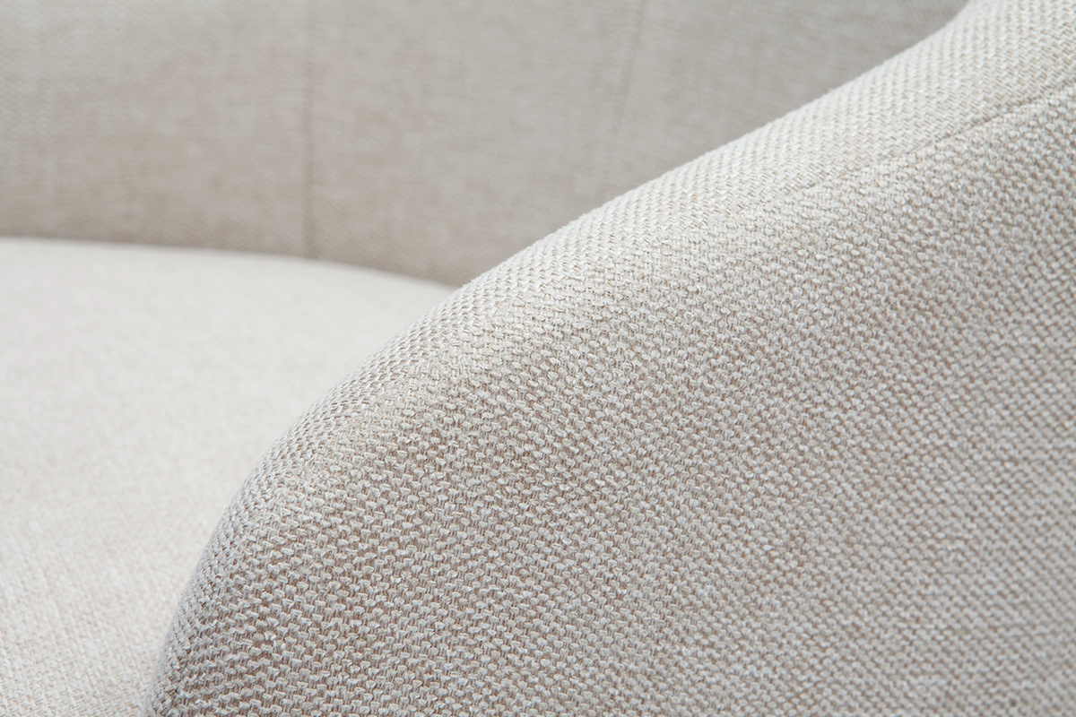 Chaise de bureau � roulettes design en tissu naturel et acier chrom� SCARLETT