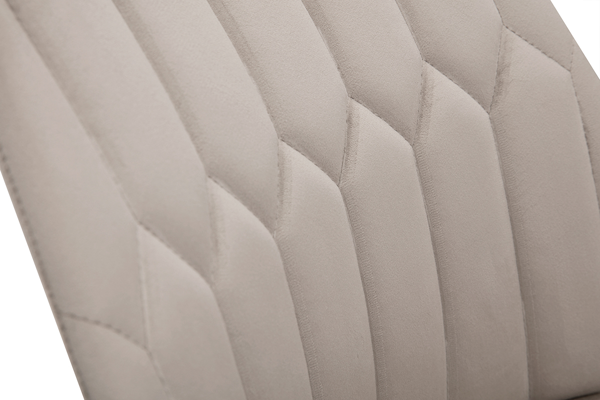 Chaise de bureau � roulettes design en tissu velours taupe et m�tal noir FUSE