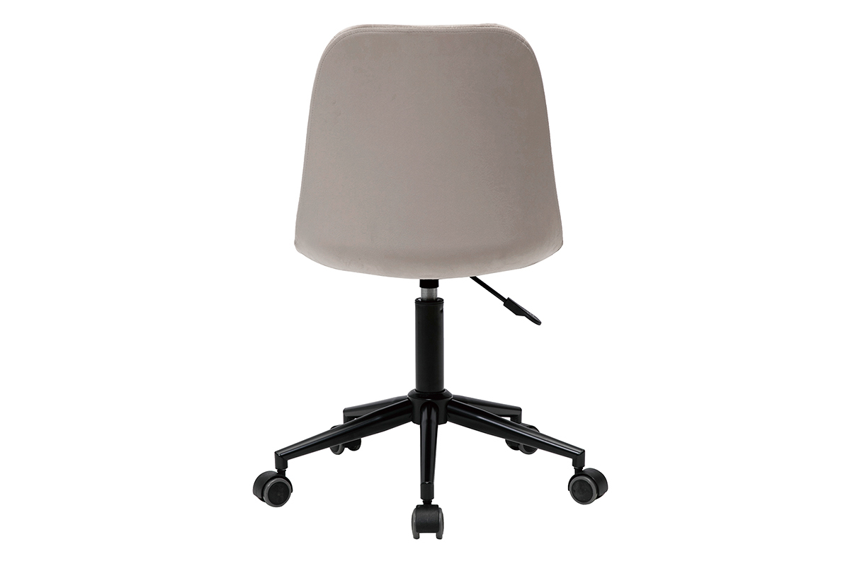 Chaise de bureau � roulettes design en tissu velours taupe et m�tal noir FUSE