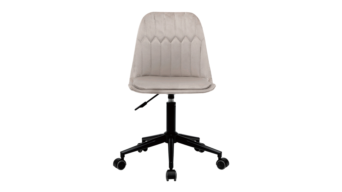 Chaise de bureau à roulettes design en tissu velours taupe et métal noir FUSE