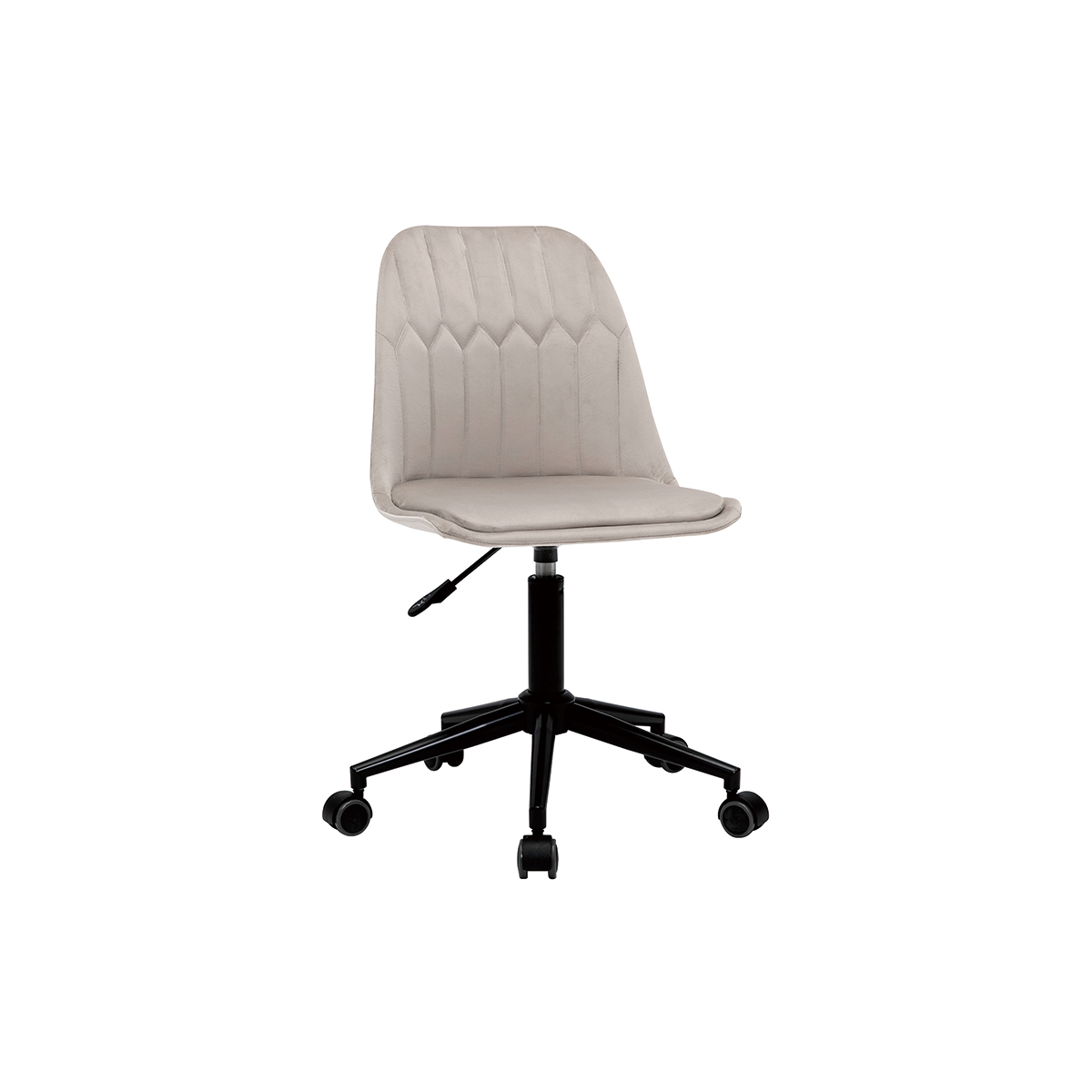 Chaise de bureau à roulettes design en tissu velours taupe et métal noir FUSE vue1