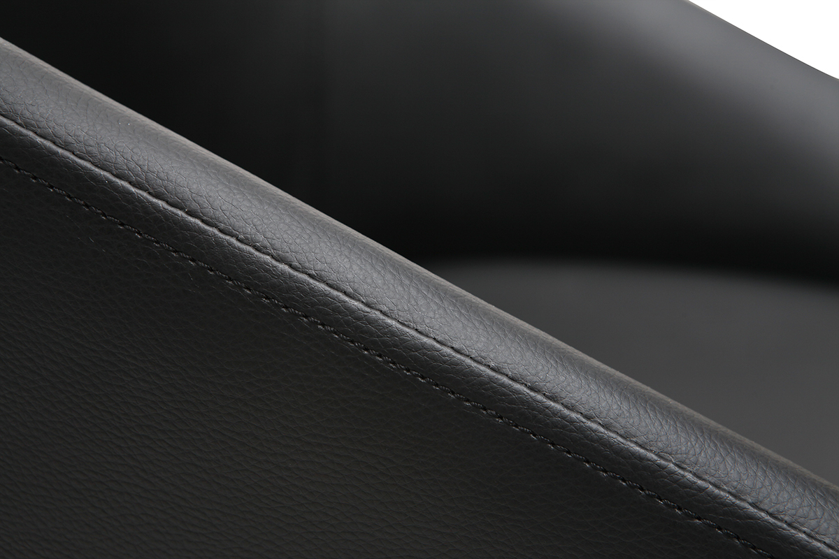 Chaise de bureau � roulettes design noir et acier chrom� COLIN