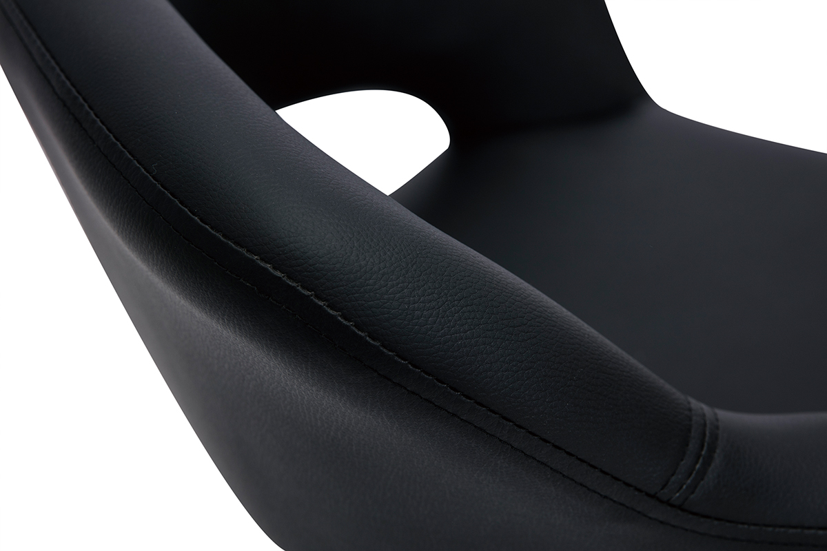 Chaise de bureau � roulettes design noir et acier chrom� JESSY