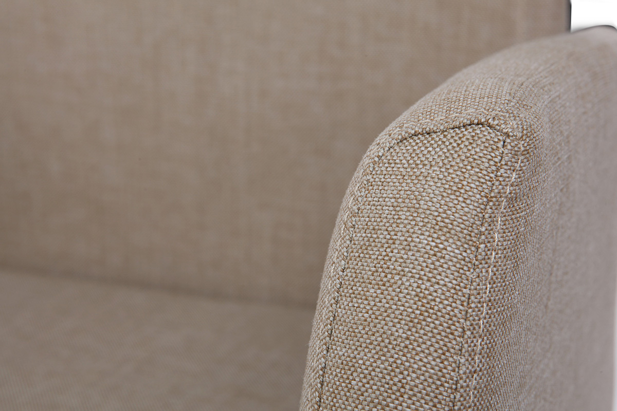 Chaise de bureau � roulettes en tissu cr�me et acier chrom� ARIEL