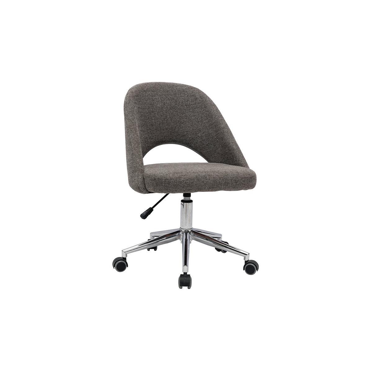 Chaise de bureau à roulettes en tissu effet velours texturé gris et acier chromé COSETTE vue1