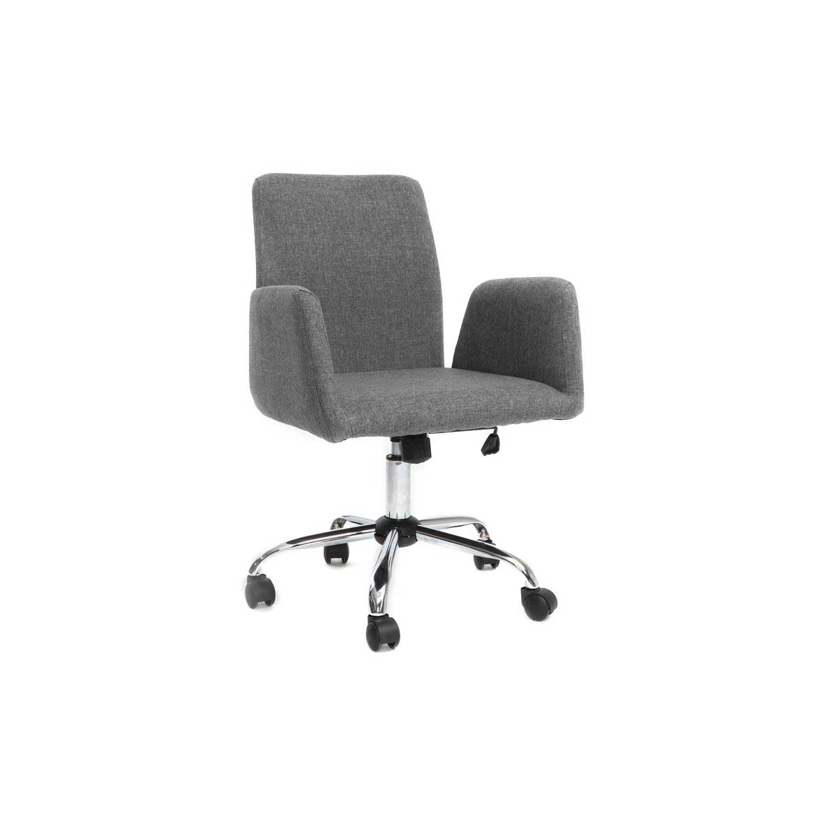 Chaise de bureau à roulettes en tissu gris et acier chromé ARIEL vue1