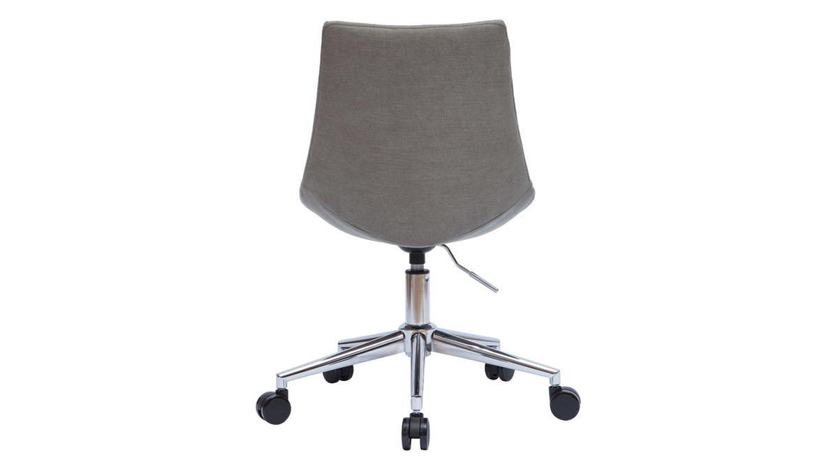 Chaise de bureau à roulettes en tissu gris et acier chromé MATILDE