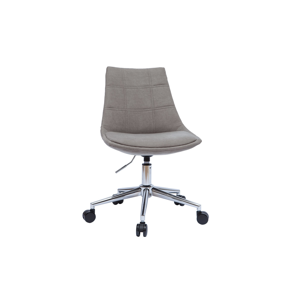 Chaise de bureau à roulettes en tissu gris et acier chromé MATILDE vue1
