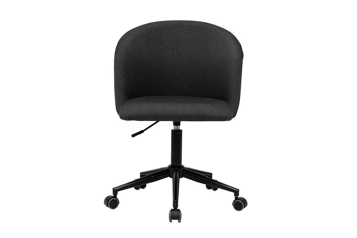 Chaise de bureau � roulettes en tissu gris fonc� et m�tal noir VANITY