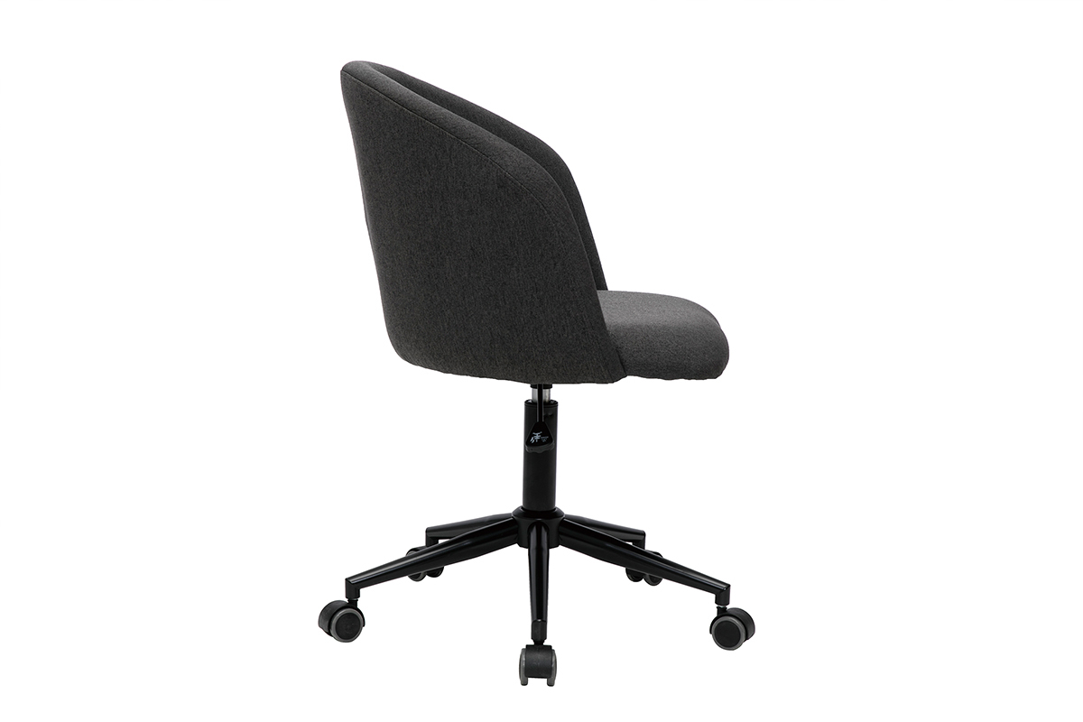 Chaise de bureau � roulettes en tissu gris fonc� et m�tal noir VANITY