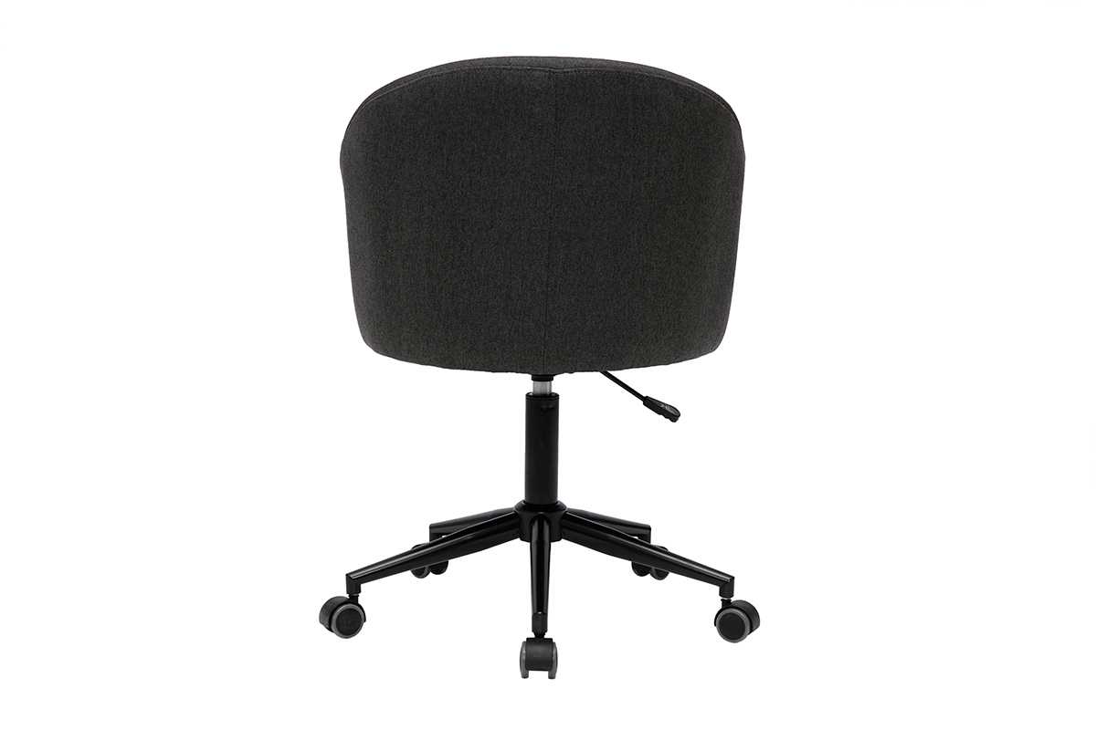 Chaise de bureau � roulettes en tissu gris fonc� et m�tal noir VANITY