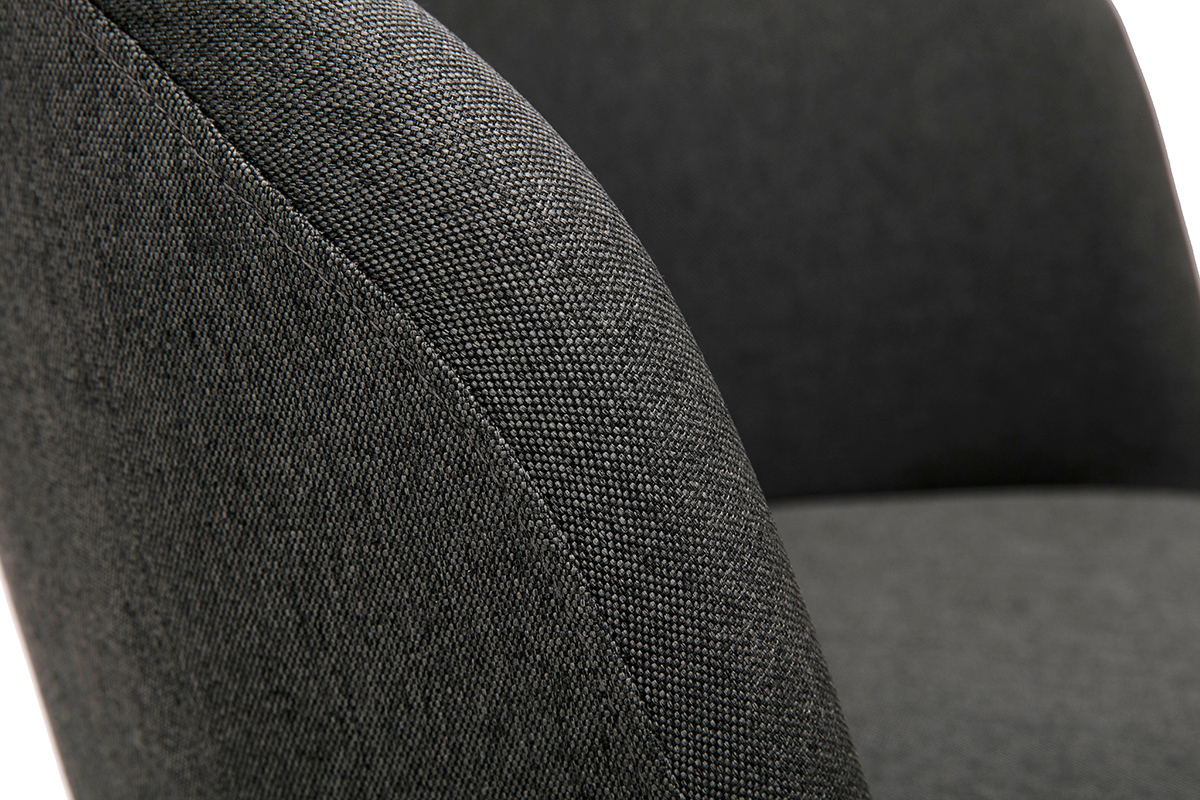 Chaise de bureau � roulettes en tissu gris fonc� et m�tal noir VANITY