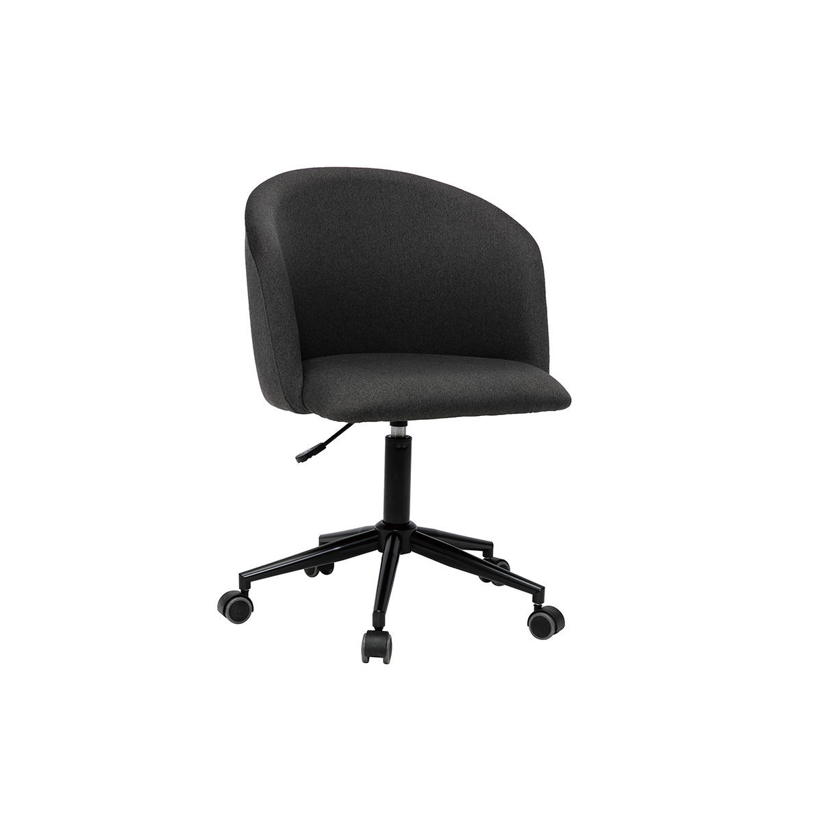 Chaise de bureau à roulettes en tissu gris foncé et métal noir VANITY vue1