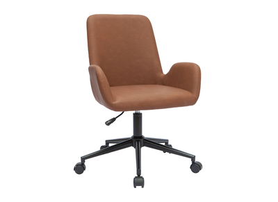 Chaise de bureau à roulettes marron et métal noir ALBAN