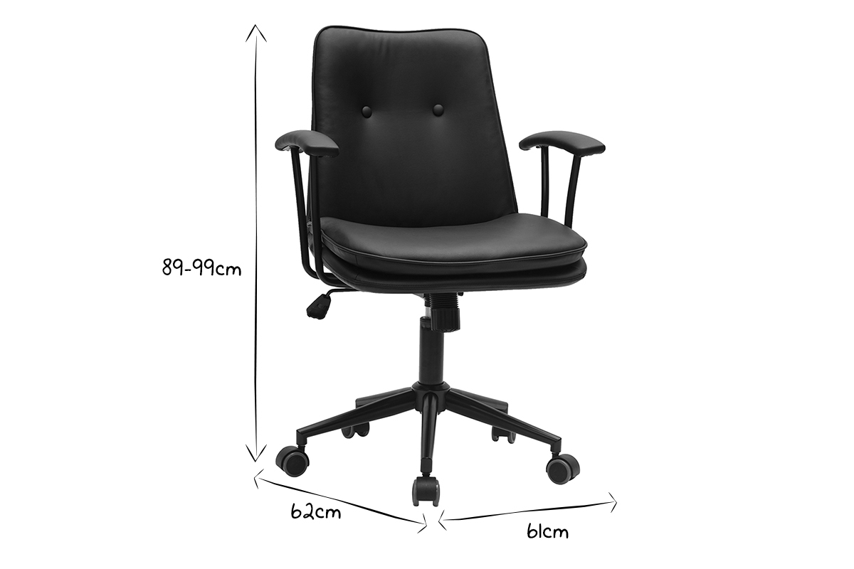 Chaise de bureau � roulettes noire BRADFORD