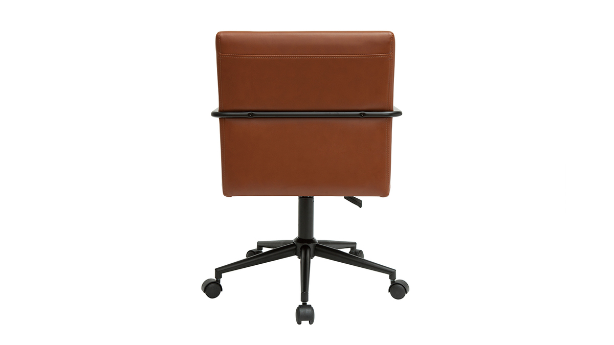 Chaise de bureau à roulettes vintage marron et métal noir FLOKI