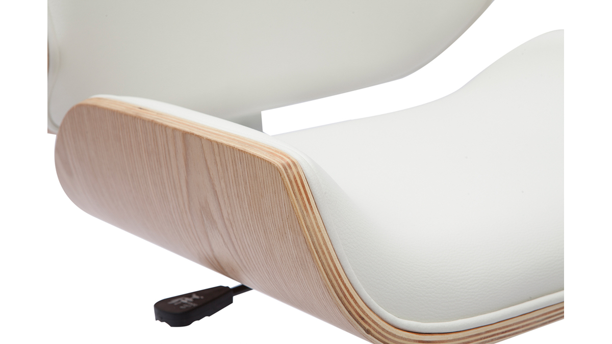 Chaise de bureau blanc et bois clair RUBBENS