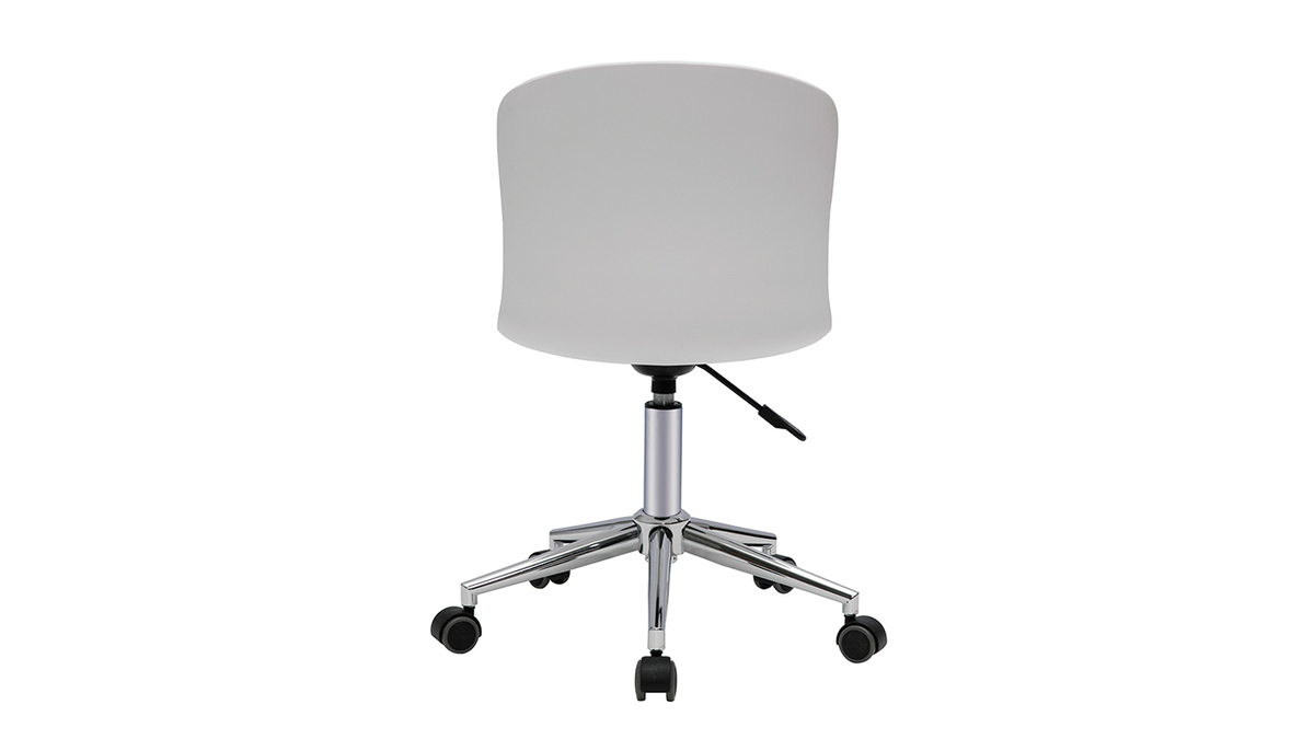 Chaise de bureau design à roulettes en polypropylène blanc et métal chrome ARISTA