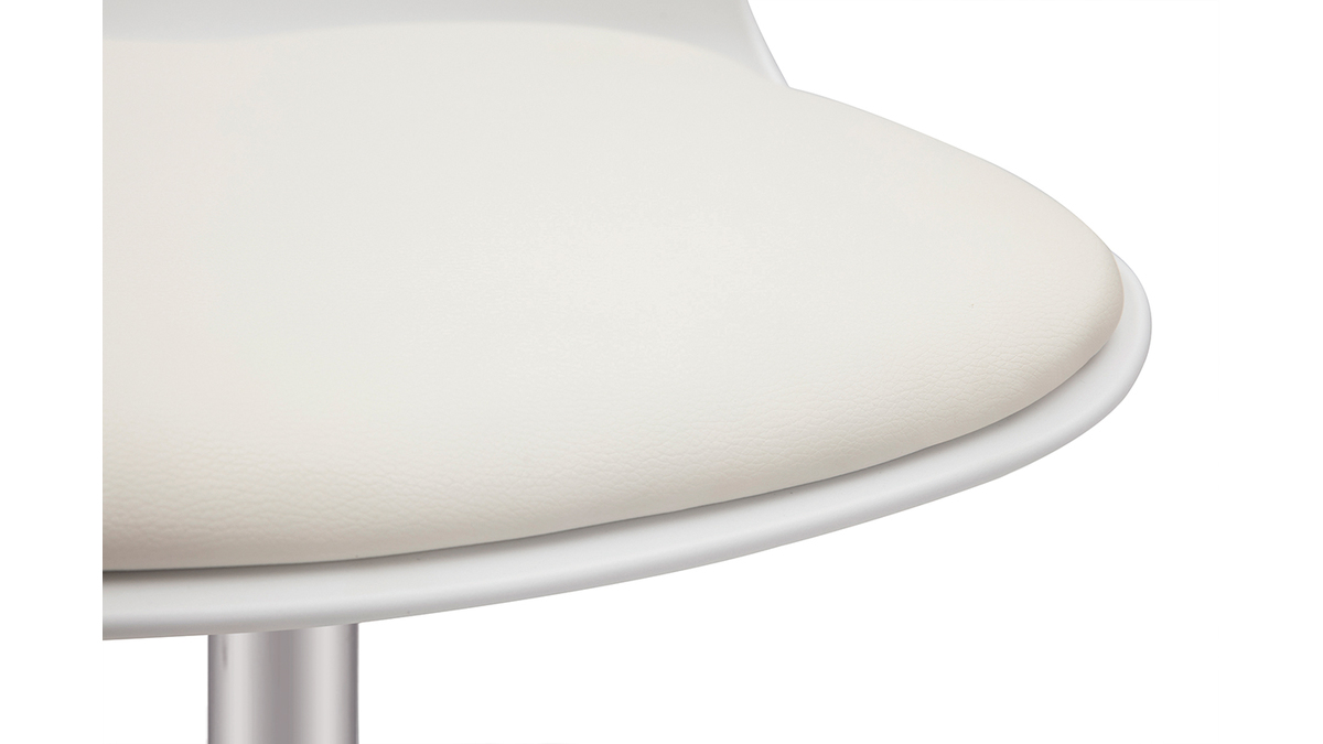 Chaise de bureau design à roulettes en polypropylène blanc et métal chrome ARISTA