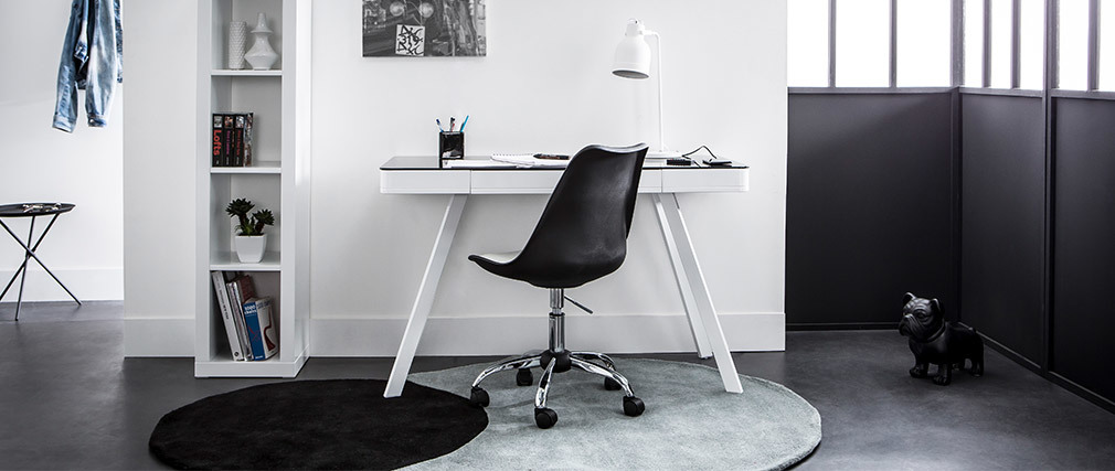 Chaise de bureau design blanche et noire NEW STEEVY