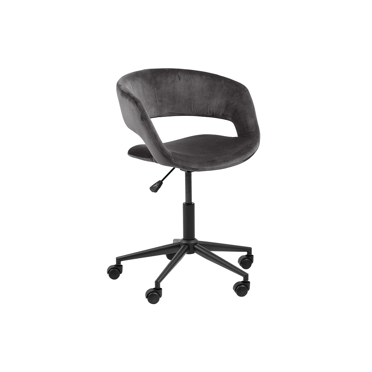 Chaise de bureau design en velours gris anthracite DRIFT vue1