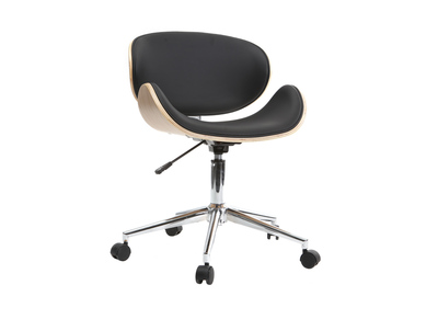 Chaise de bureau design noir et bois clair WALNUT