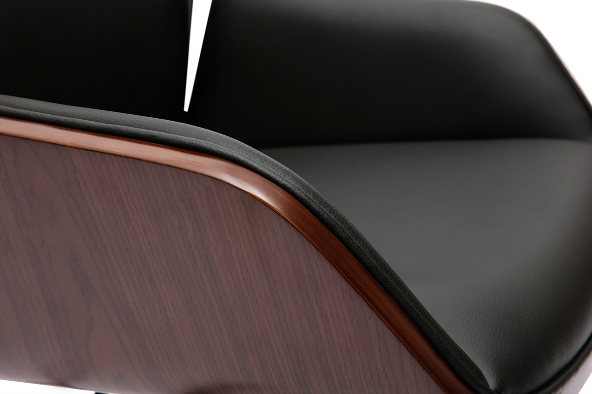 Chaise de bureau design pivotante 360 noire, bois fonc et mtal noir MARLOW