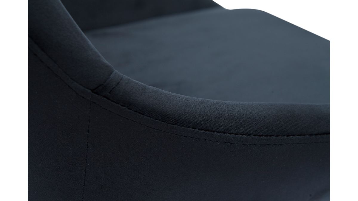 Chaise de bureau design réglable en tissu velours noir et acier chromé 360° HOLO