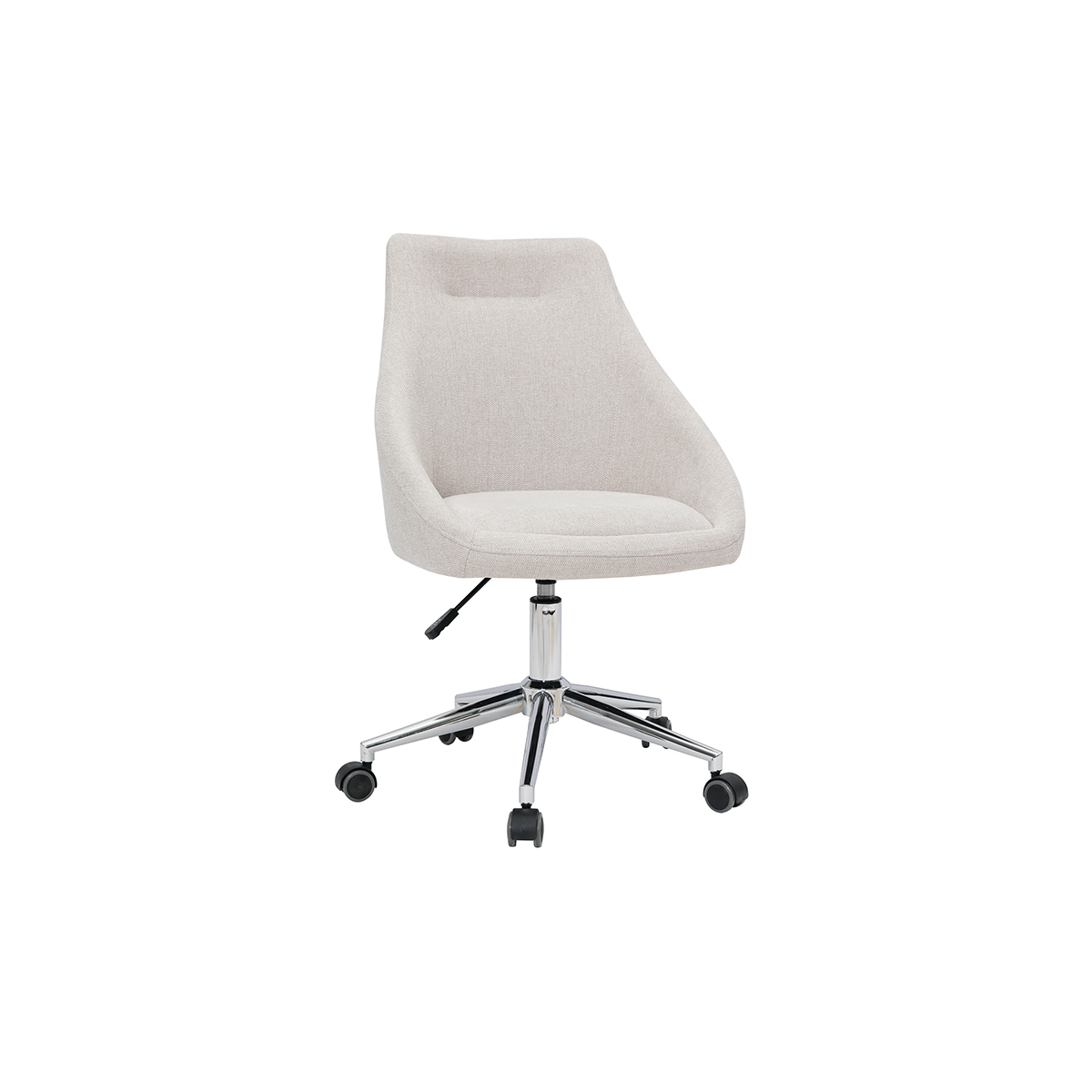 Chaise de bureau design tissu effet velours texturé beige et acier chromé BOOMER vue1