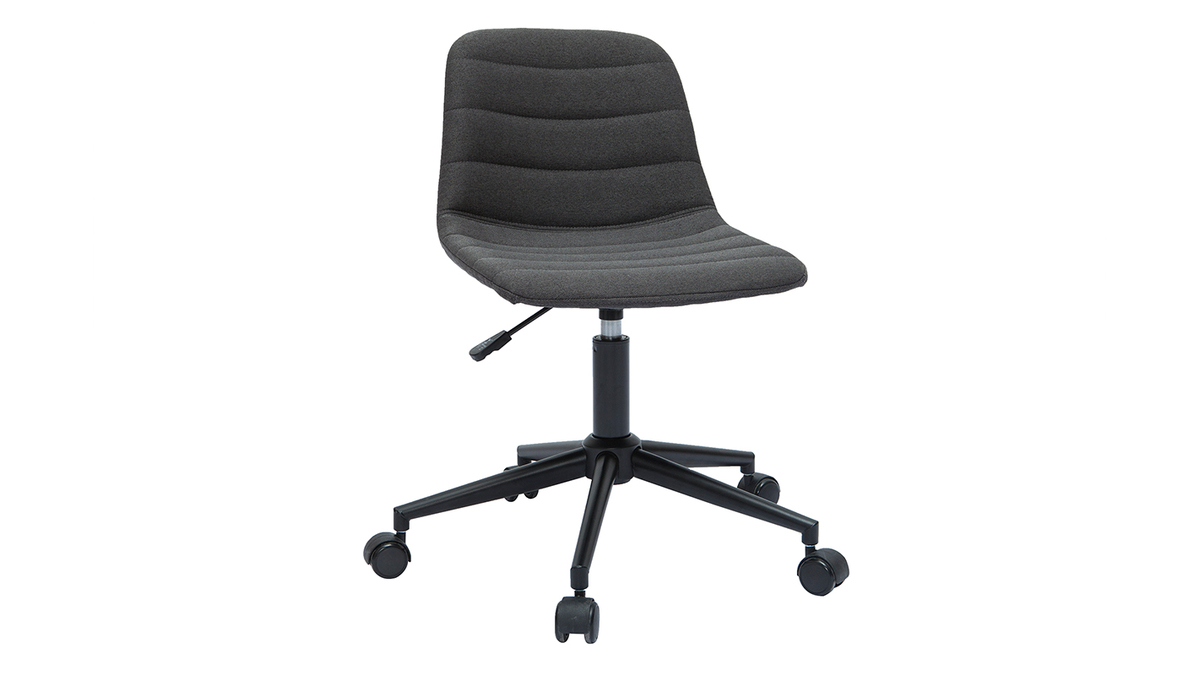 Chaise de bureau design tissu gris anthracite et métal noir SAURY
