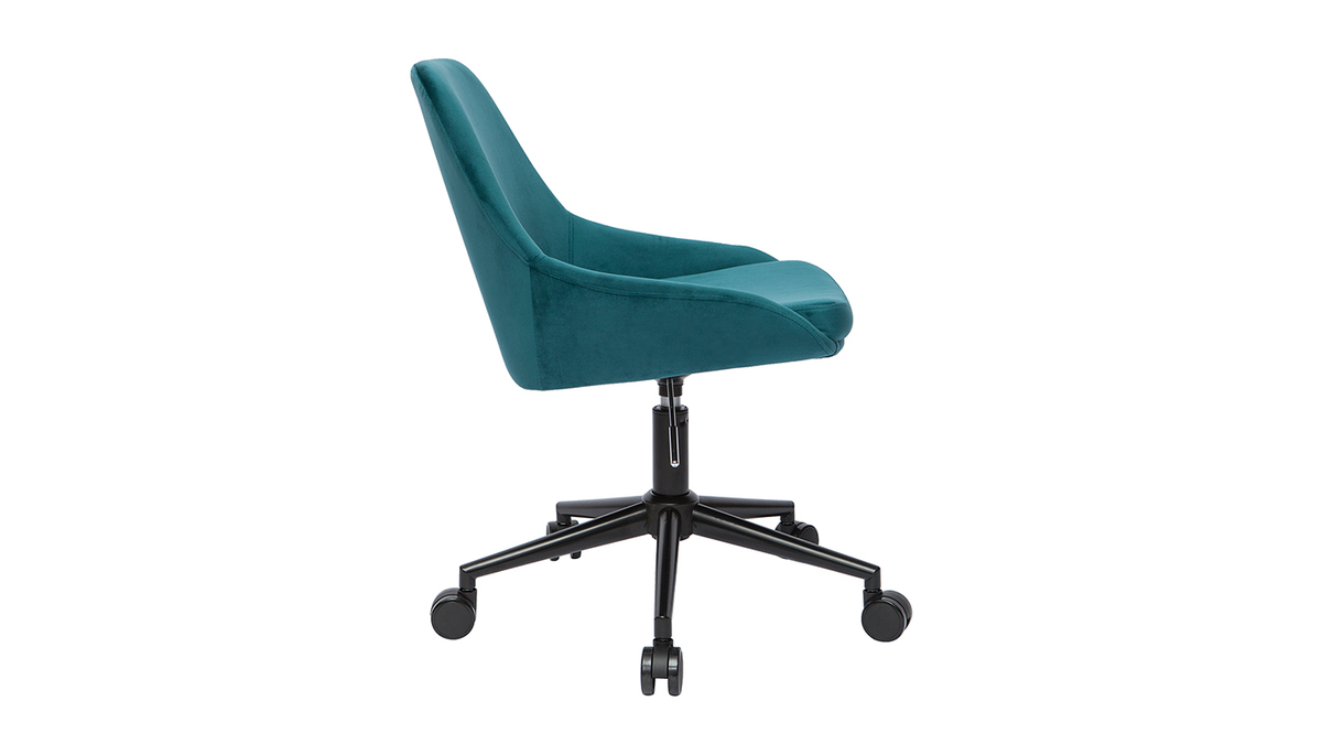 Chaise de bureau design tissu velours bleu canard HOLO