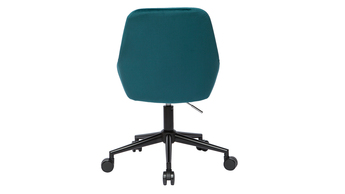 Chaise de bureau design tissu velours bleu canard HOLO