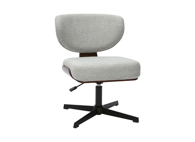 Chaise de bureau en bois et tissu effet velours texturé gris HANZ