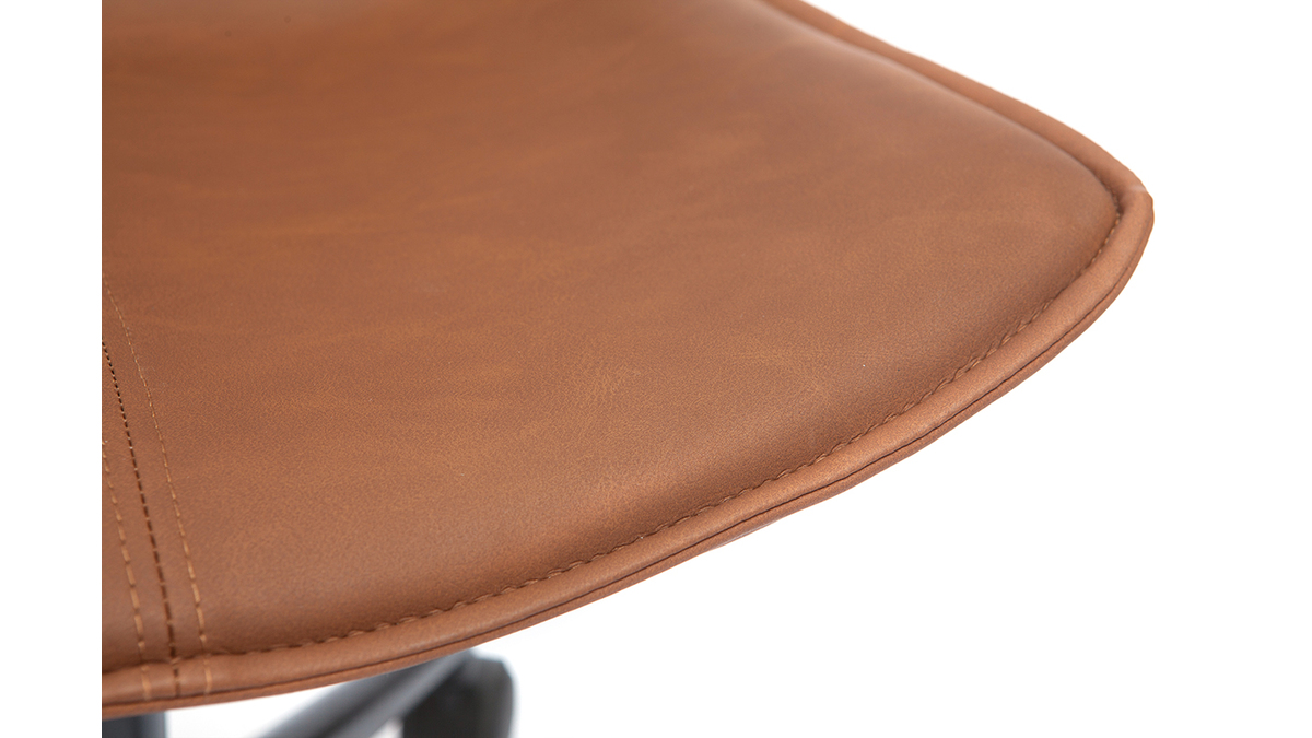 Chaise de bureau en polyuréthane marron et métal noir LISON