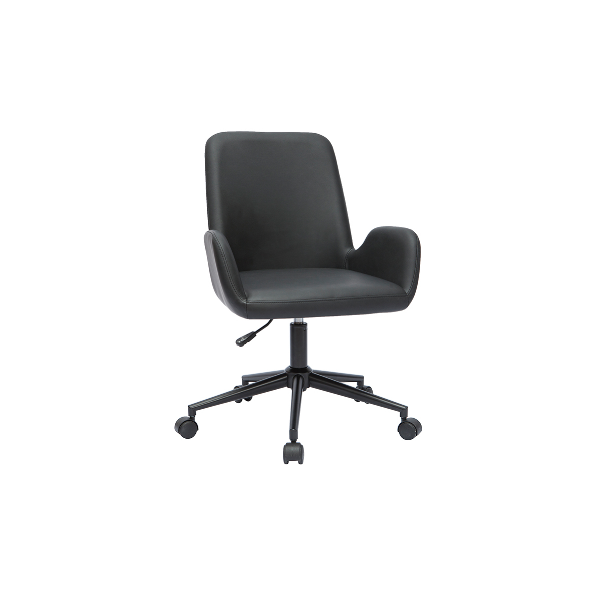 Chaise de bureau en polyuréthane noir et métal noir ALBAN vue1