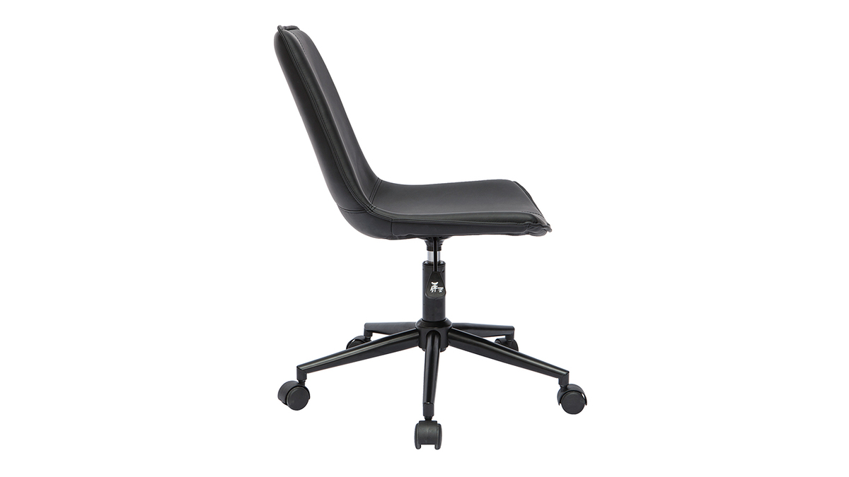 Chaise de bureau en polyuréthane noir et métal noir LISON
