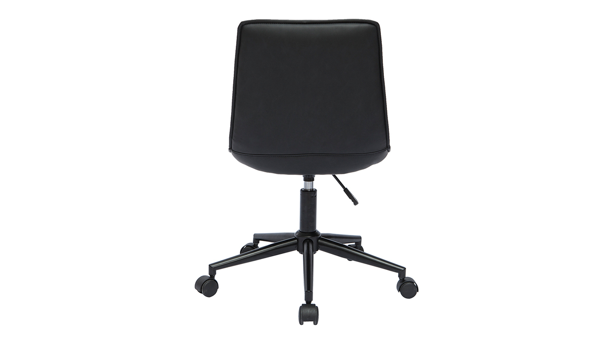 Chaise de bureau en polyuréthane noir et métal noir LISON