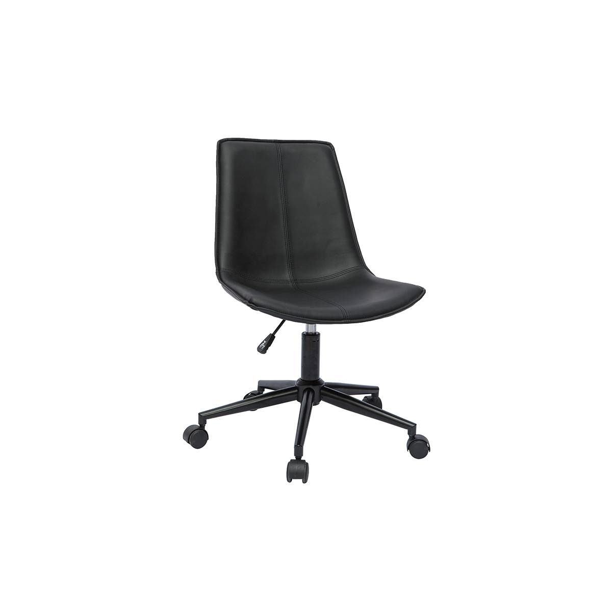 Chaise de bureau en polyuréthane noir et métal noir LISON vue1