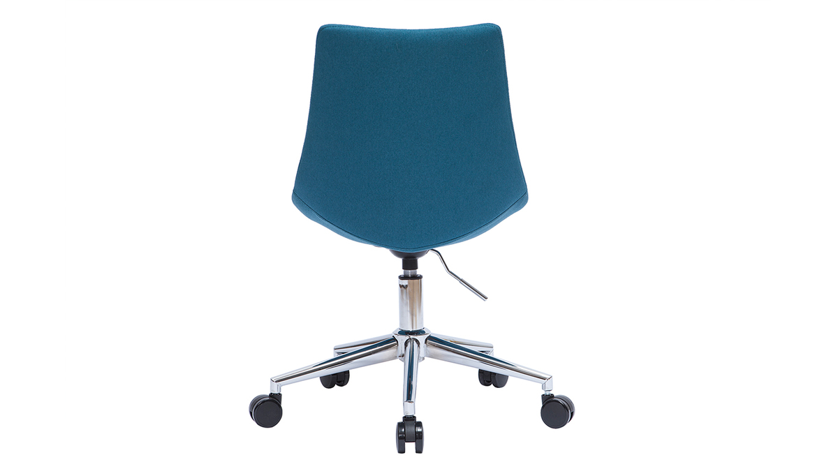 Chaise de bureau en tissu bleu canard et acier chromé MATILDE