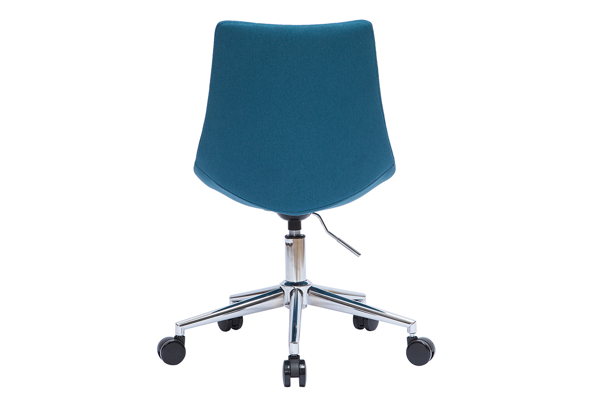 Chaise de bureau en tissu bleu canard et acier chrom� MATILDE