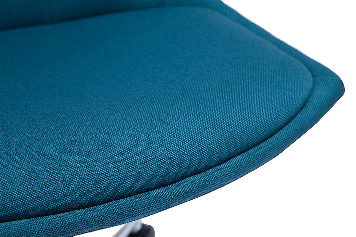 Chaise de bureau en tissu bleu canard et acier chrom� MATILDE