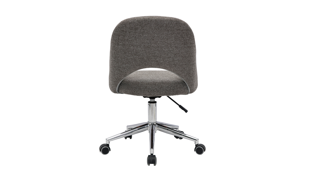 Chaise de bureau en tissu effet velours texturé gris et pied chromé COSETTE