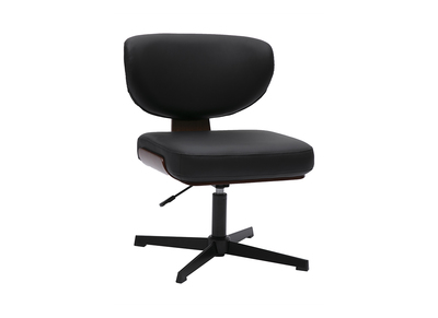 Chaise de bureau noire et bois foncé noyer HANZ