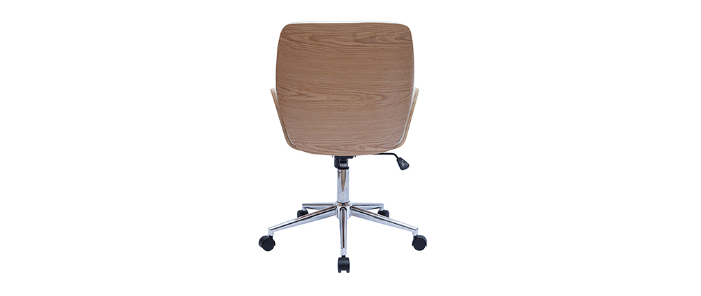 Chaise de bureau pivotante blanc et bois clair MARLOW