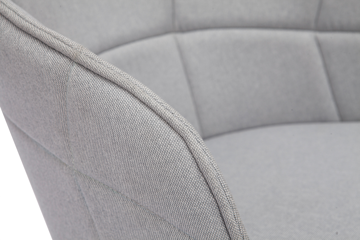 Chaise de de bureau � roulettes design en tissu gris clair et acier chrom� JOLLY