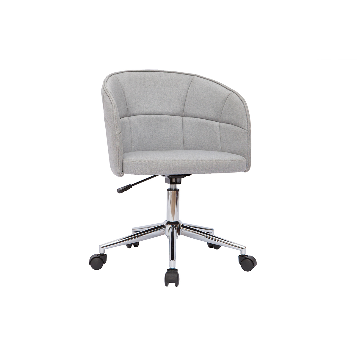 Chaise de de bureau à roulettes design en tissu gris clair et acier chromé JOLLY vue1