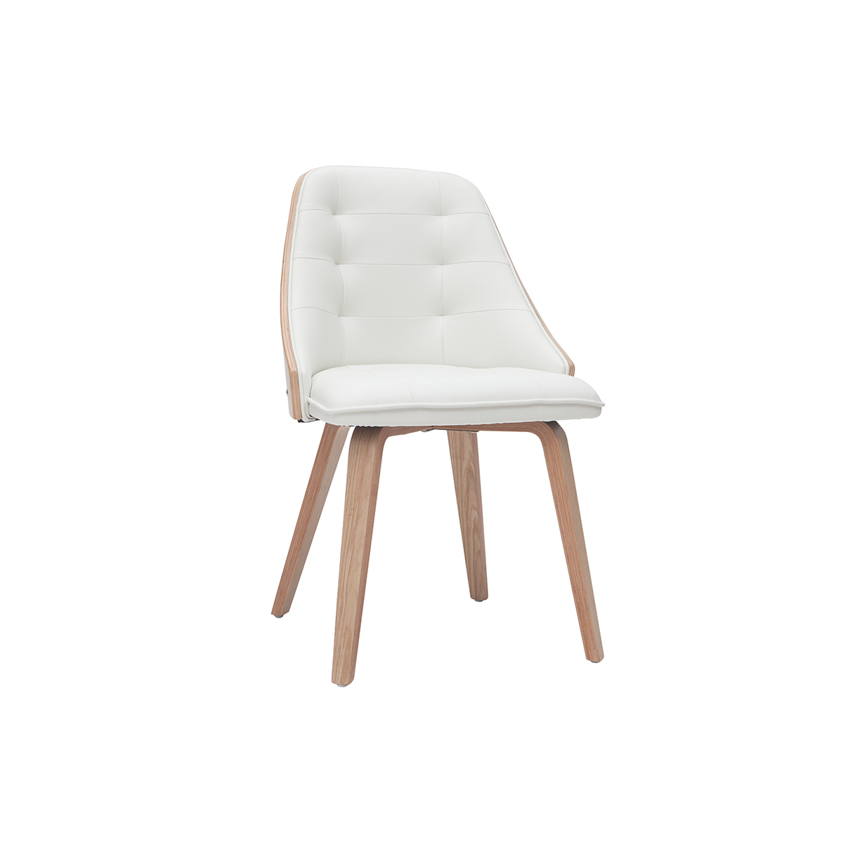 Chaise design bimatière blanc et bois clair FLUFFY vue1