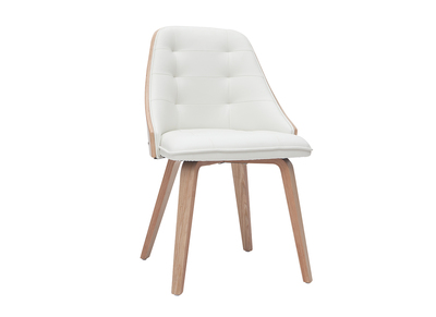 Chaise design blanc et bois clair FLUFFY